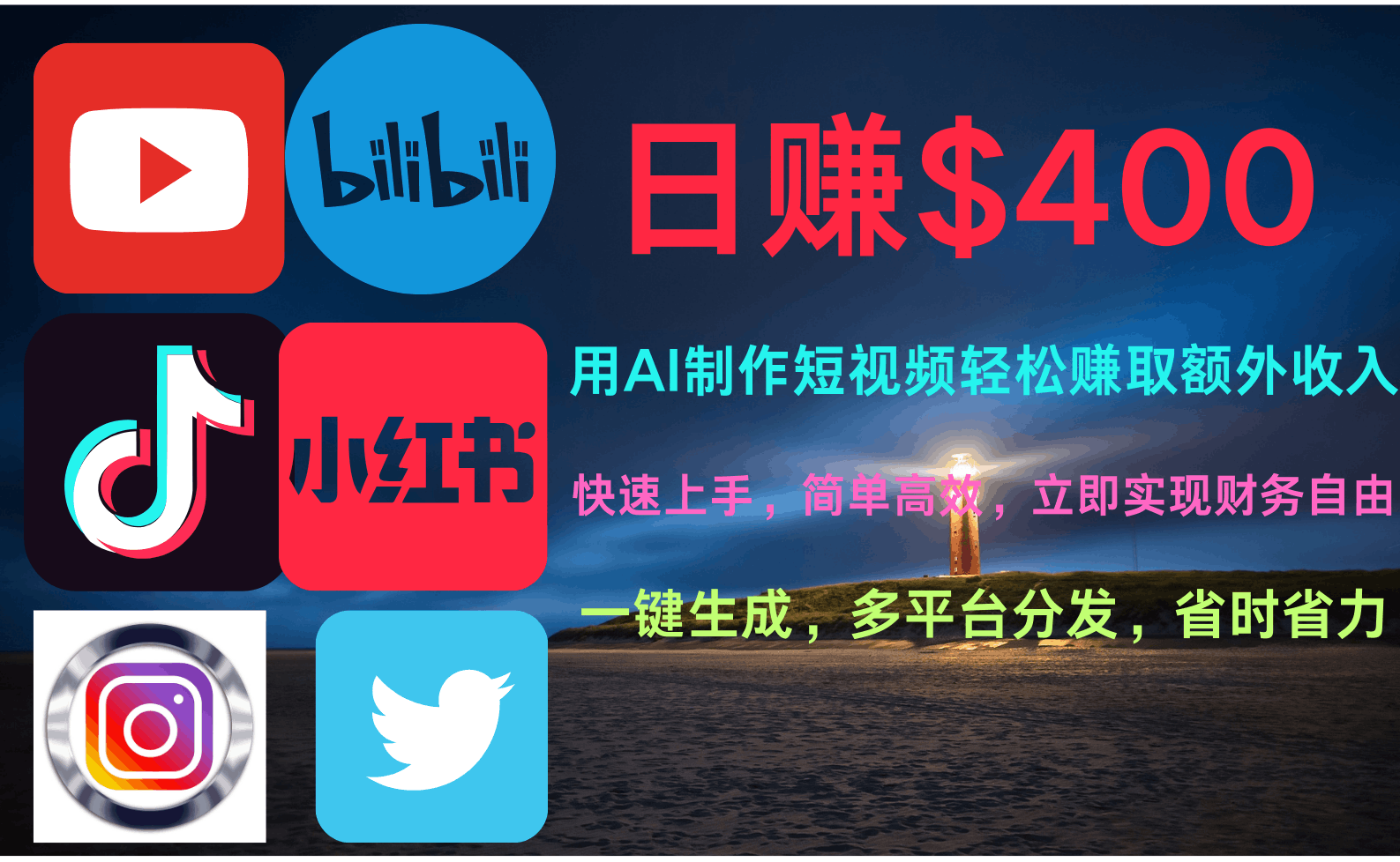玩转全网视频平台，创造视频就能轻松赚取每天400美金-淘金创客
