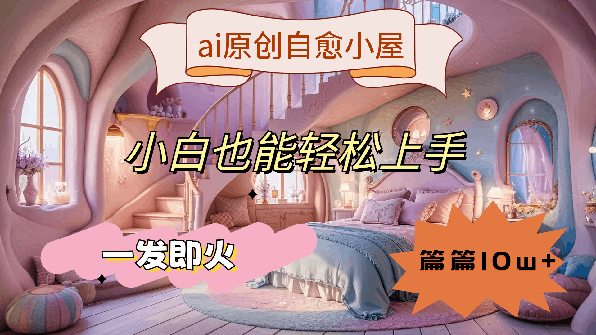 ai原创治愈小屋，小白也能轻松上手，一发即火，篇篇10w+-淘金创客