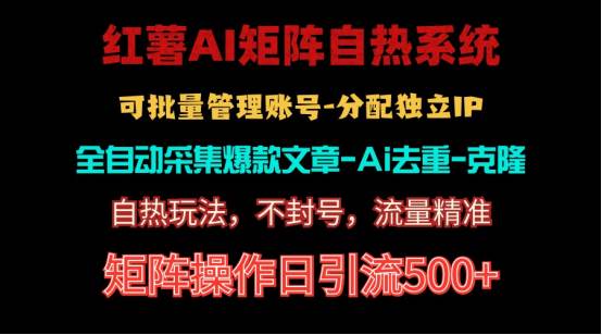 红薯矩阵自热系统，独家不死号引流玩法！矩阵操作日引流500+-淘金创客