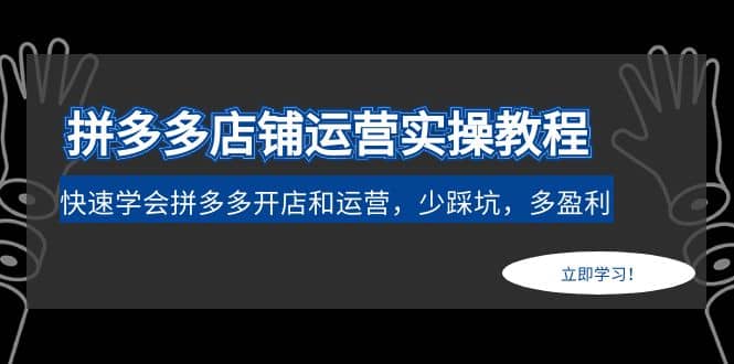 拼多多店铺运营实操教程：快速学会拼多多开店和运营，少踩坑，多盈利-淘金创客