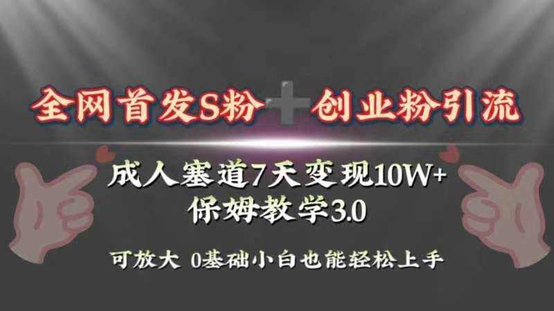 全网首发s粉加创业粉引流变现，成人用品赛道7天变现10w+保姆教学3.0-淘金创客