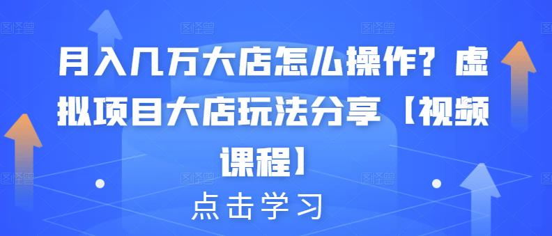 月入几万大店怎么操作？虚拟项目大店玩法分享【视频课程】-淘金创客