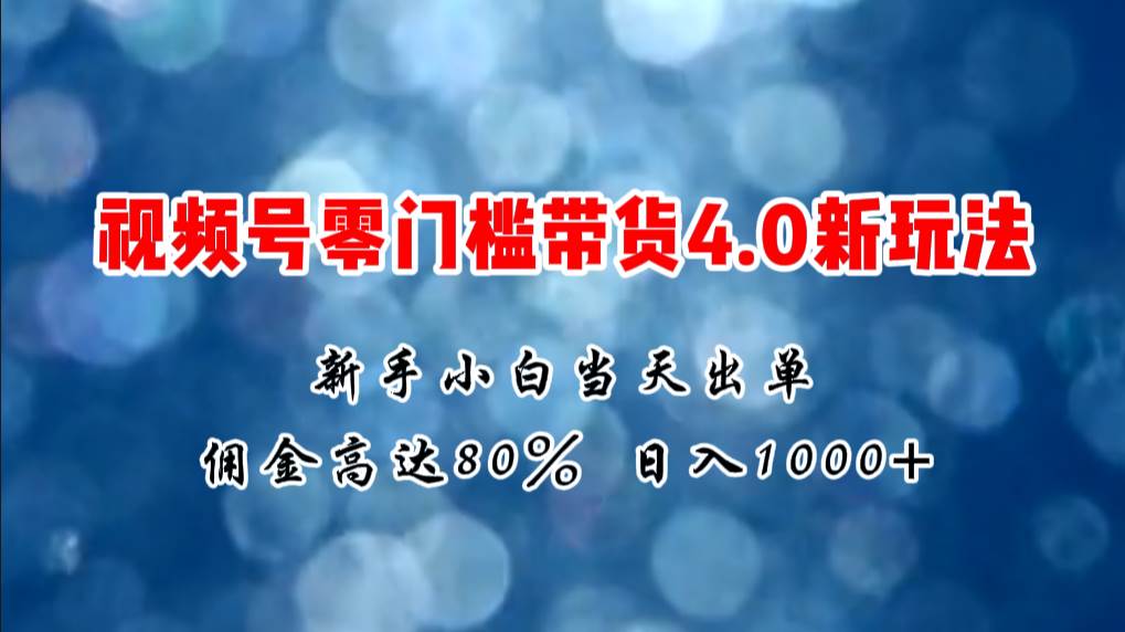 微信视频号零门槛带货4.0新玩法，新手小白当天见收益，日入1000+-淘金创客