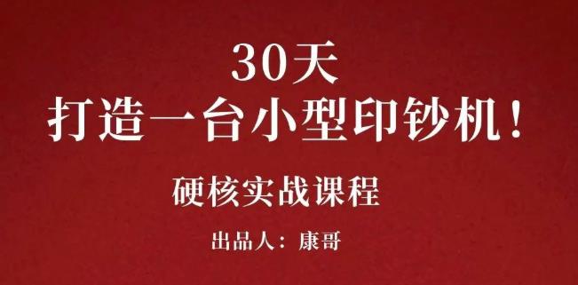 康哥30天打造一台小型印钞机：躺赚30万的项目完整复盘（视频教程）-淘金创客