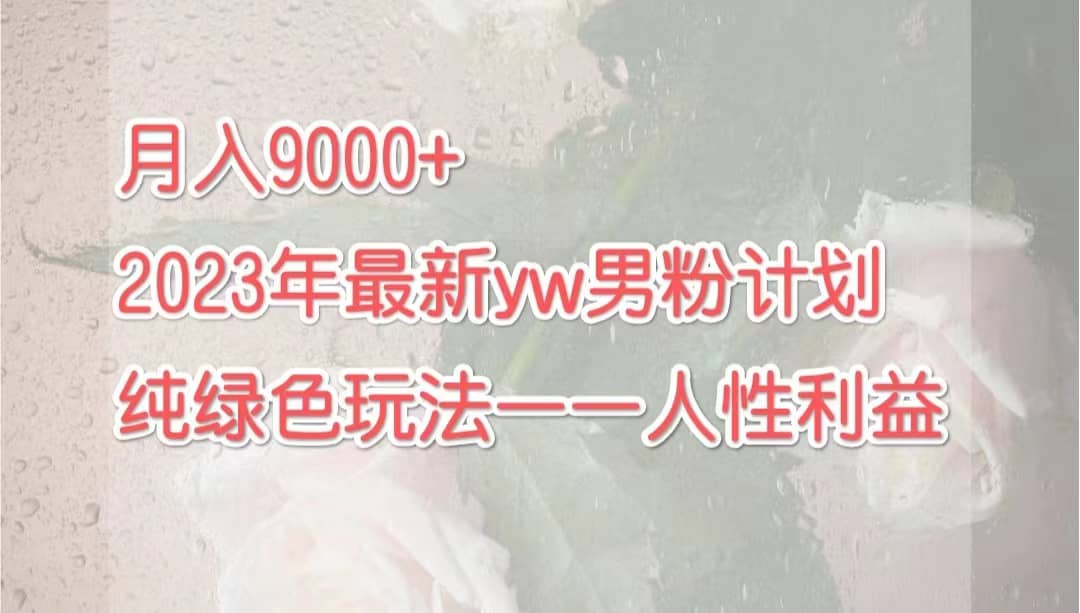 月入9000+2023年9月最新yw男粉计划绿色玩法——人性之利益-淘金创客