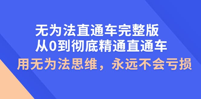 无为法直通车完整版：从0到彻底精通直通车，用无为法思维，永远不会亏损-淘金创客