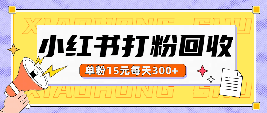 小红书打粉，单粉15元回收每天300+-淘金创客