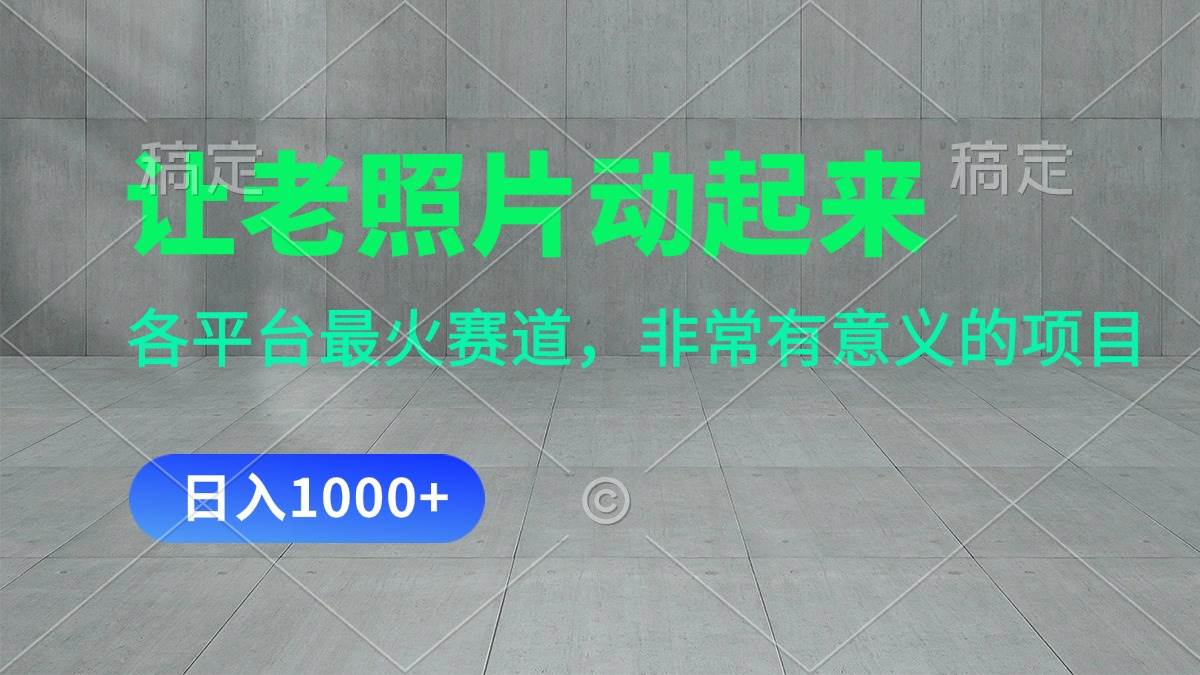 让老照片动起来，一天变现1000+，各平台最火赛道，看完就会-淘金创客