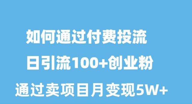 如何通过付费投流日引流100+创业粉月变现5W+-淘金创客