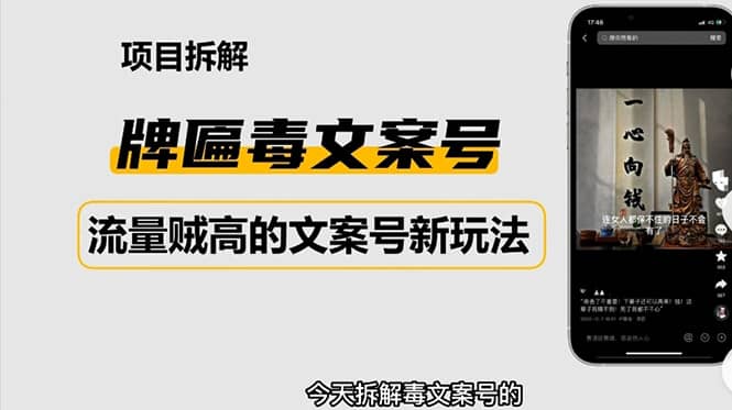 2023抖音快手毒文案新玩法，牌匾文案号，起号快易变现-淘金创客