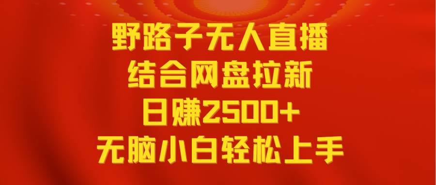 无人直播野路子结合网盘拉新，日赚2500+多平台变现，小白无脑轻松上手操作-淘金创客