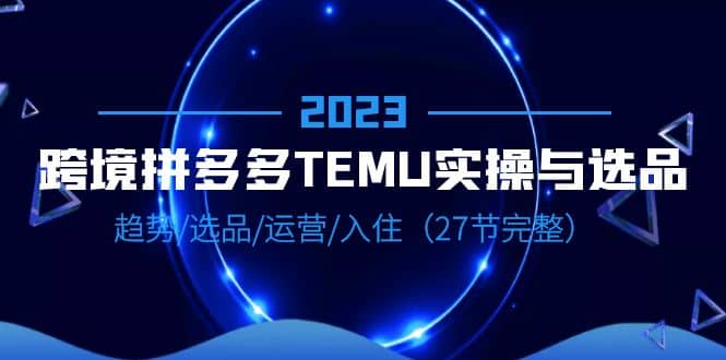 2023跨境·拼多多·TEMU实操与选品，趋势·选品·运营·入住（27节完整）-淘金创客