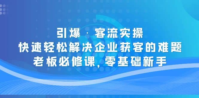 引爆·客流实操：快速轻松解决企业获客的难题，老板必修课，零基础新手-淘金创客