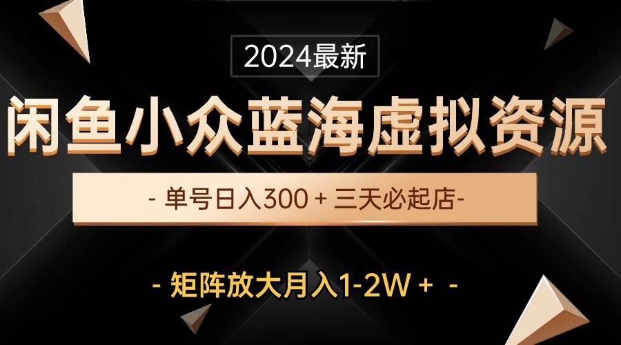 最新闲鱼小众蓝海虚拟资源，单号日入300＋，三天必起店，矩阵放大月入1-2W-淘金创客