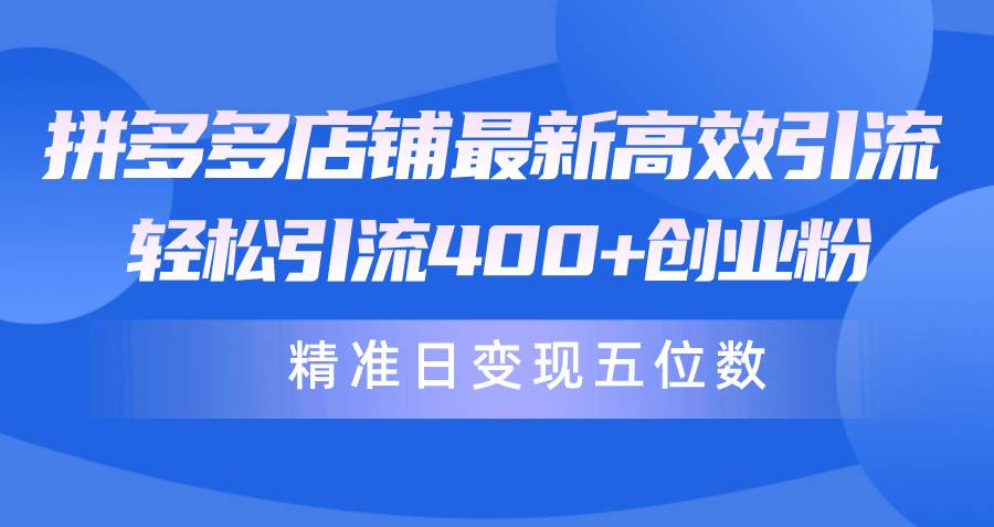 拼多多店铺最新高效引流术，轻松引流400+创业粉，精准日变现五位数！-淘金创客