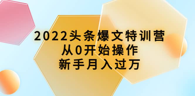 2022头条爆文特训营：从0开始操作，新手月入过万（16节课时）-淘金创客