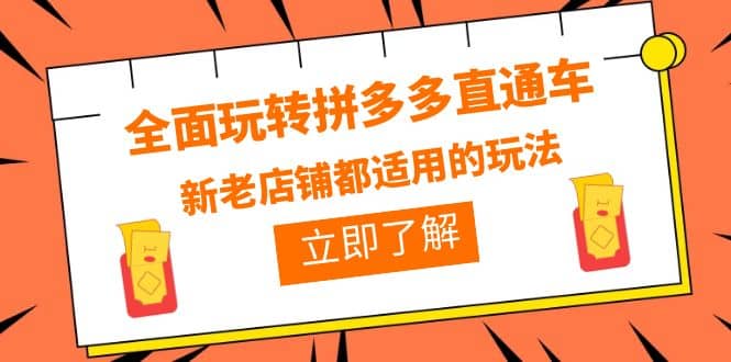 全面玩转拼多多直通车，新老店铺都适用的玩法（12节精华课）-淘金创客