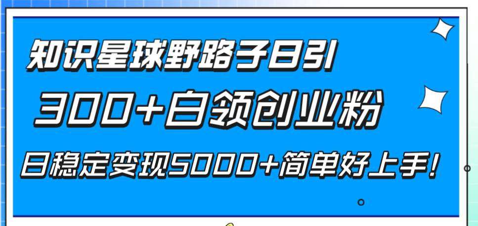 知识星球野路子日引300+白领创业粉，日稳定变现5000+简单好上手！-淘金创客