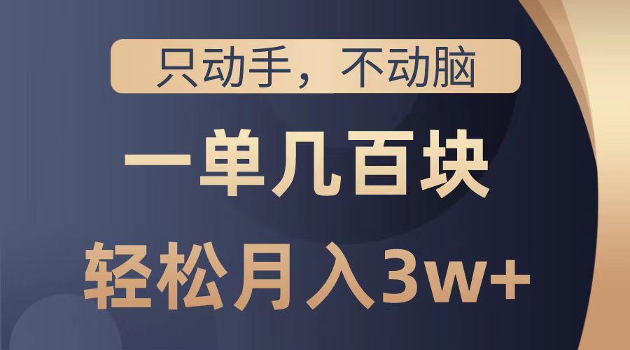 只动手不动脑，一单几百块，轻松月入2w+，看完就能直接操作，详细教程-淘金创客