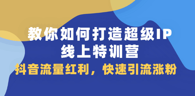 教你如何打造超级IP线上特训营，抖音流量红利新机遇-淘金创客