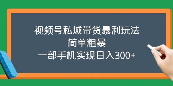 视频号私域带货暴利玩法，简单粗暴-淘金创客