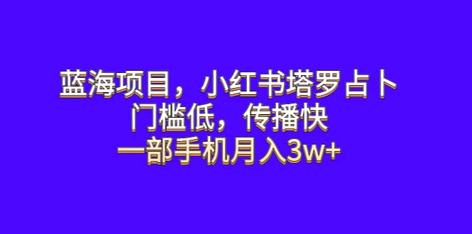 蓝海项目，小红书塔罗占卜，门槛低，传播快，一部手机月入3w+-淘金创客