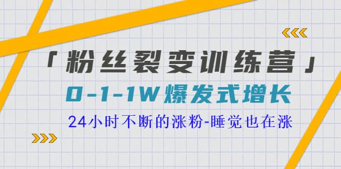 「粉丝裂变训练营」0-1-1w爆发式增长，24小时不断的涨粉-睡觉也在涨-16节课-淘金创客