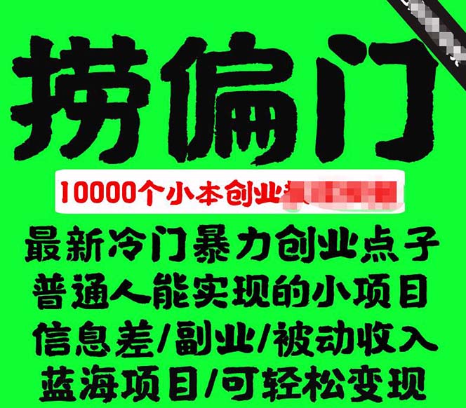 千款捞偏门小本创业小项目，总有一款适合你【无水印】-淘金创客