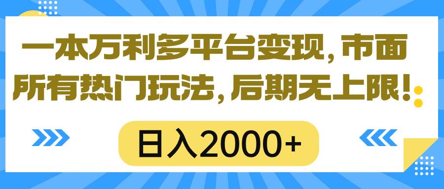 一本万利多平台变现，市面所有热门玩法，日入2000+，后期无上限！-淘金创客