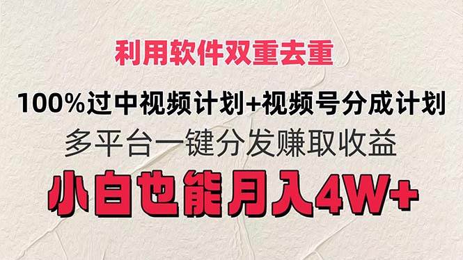 利用软件双重去重，100%过中视频+视频号分成计划小白也可以月入4W+-淘金创客
