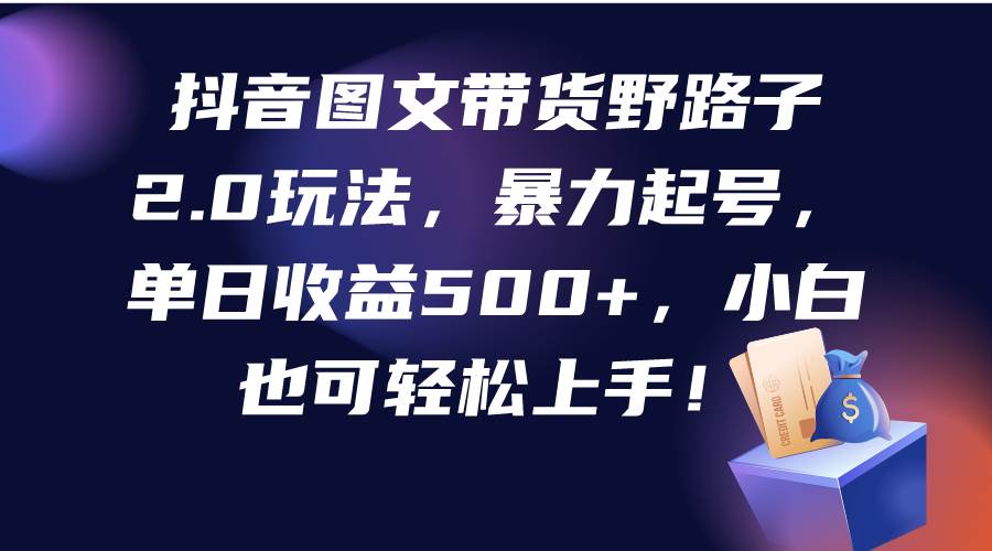 抖音图文带货野路子2.0玩法，暴力起号，单日收益500+，小白也可轻松上手！-淘金创客