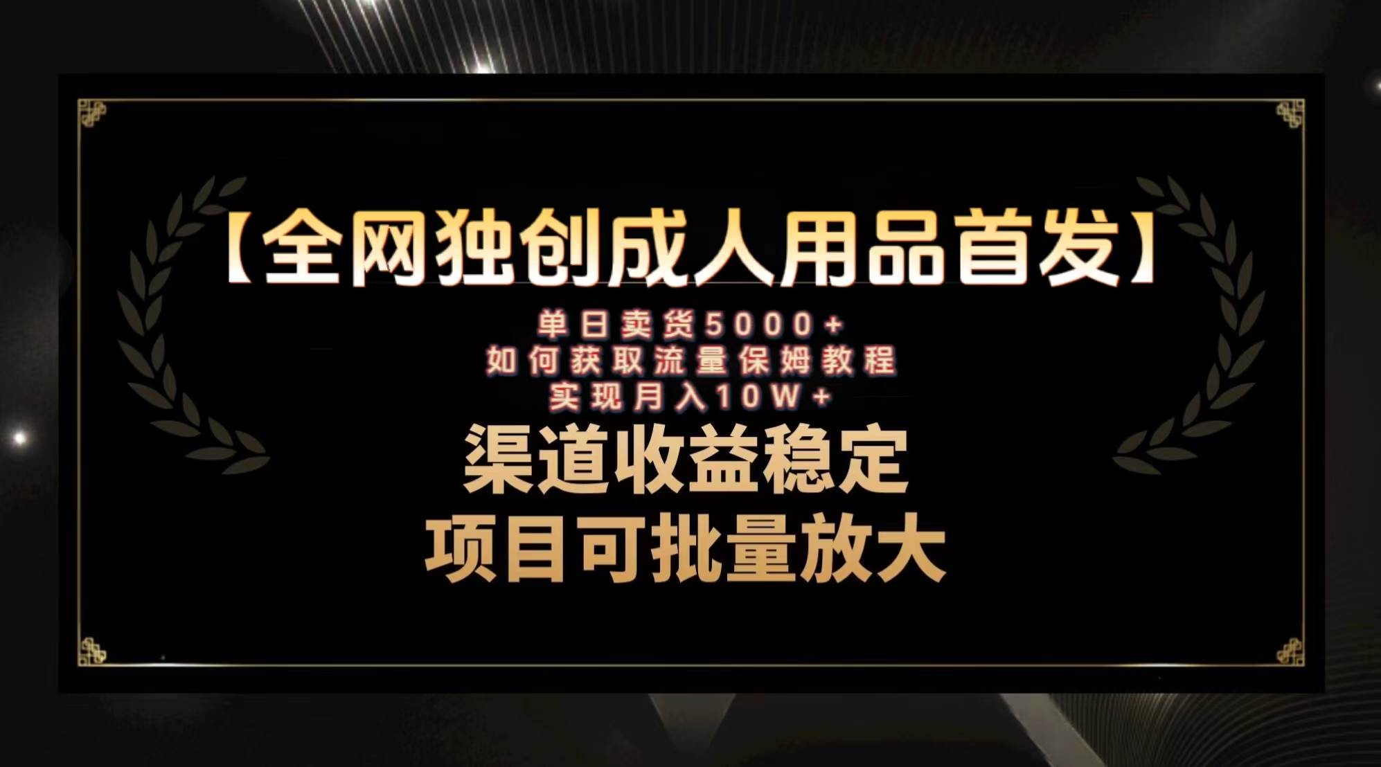 最新全网独创首发，成人用品赛道引流获客，月入10w保姆级教程-淘金创客