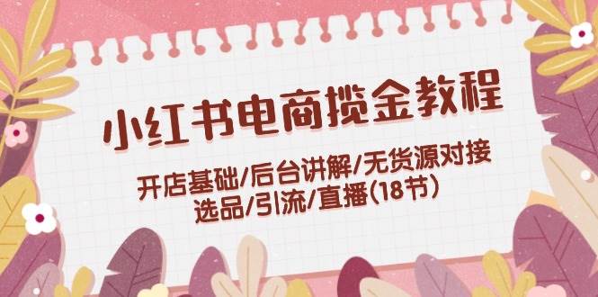 小红书电商揽金教程：开店基础/后台讲解/无货源对接/选品/引流/直播(18节)-淘金创客