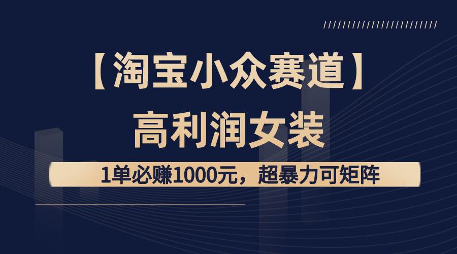 【淘宝小众赛道】高利润女装：1单必赚1000元，超暴力可矩阵-淘金创客