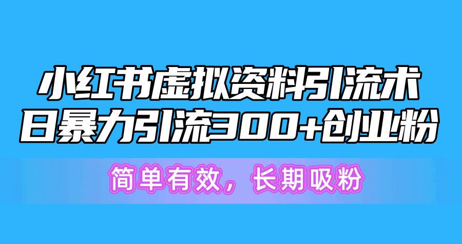 小红书虚拟资料引流术，日暴力引流300+创业粉，简单有效，长期吸粉-淘金创客