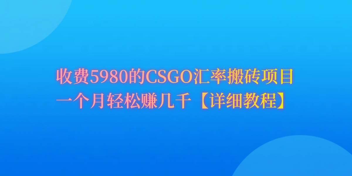 CSGO装备搬砖，月综合收益率高达60%，你也可以！-淘金创客