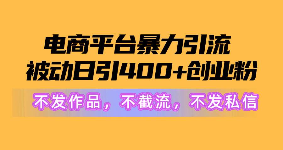 电商平台暴力引流,被动日引400+创业粉不发作品，不截流，不发私信-淘金创客