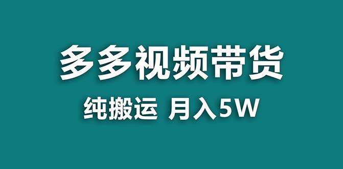 【蓝海项目】拼多多视频带货 纯搬运一个月搞了5w佣金，小白也能操作 送工具-淘金创客