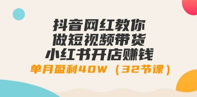 抖音网红教你做短视频带货+小红书开店赚钱，单月盈利40W（32节课）-淘金创客
