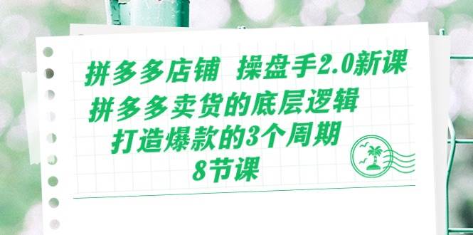 拼多多店铺 操盘手2.0新课，拼多多卖货的底层逻辑，打造爆款的3个周期-8节-淘金创客