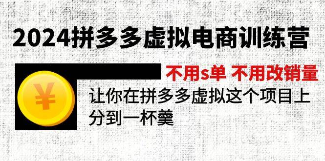 2024拼多多虚拟电商训练营 不s单 不改销量  做虚拟项目分一杯羹(更新10节)-淘金创客