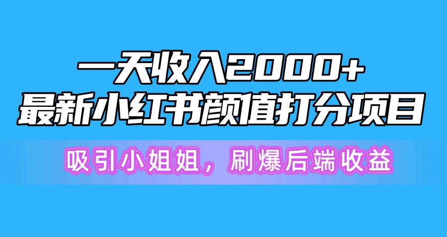 一天收入2000+，最新小红书颜值打分项目，吸引小姐姐，刷爆后端收益-淘金创客