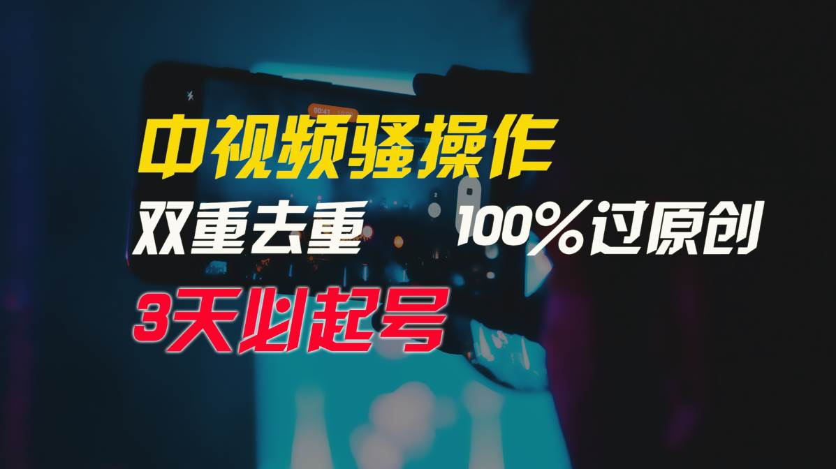 中视频骚操作，双重去重100%过原创，3天比必起号，简单无脑，月入3W+-淘金创客