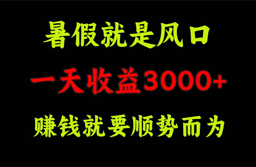 一天收益3000+ 赚钱就是顺势而为，暑假就是风口-淘金创客