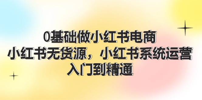 0基础做小红书电商，小红书无货源，小红书系统运营，入门到精通 (70节)-淘金创客