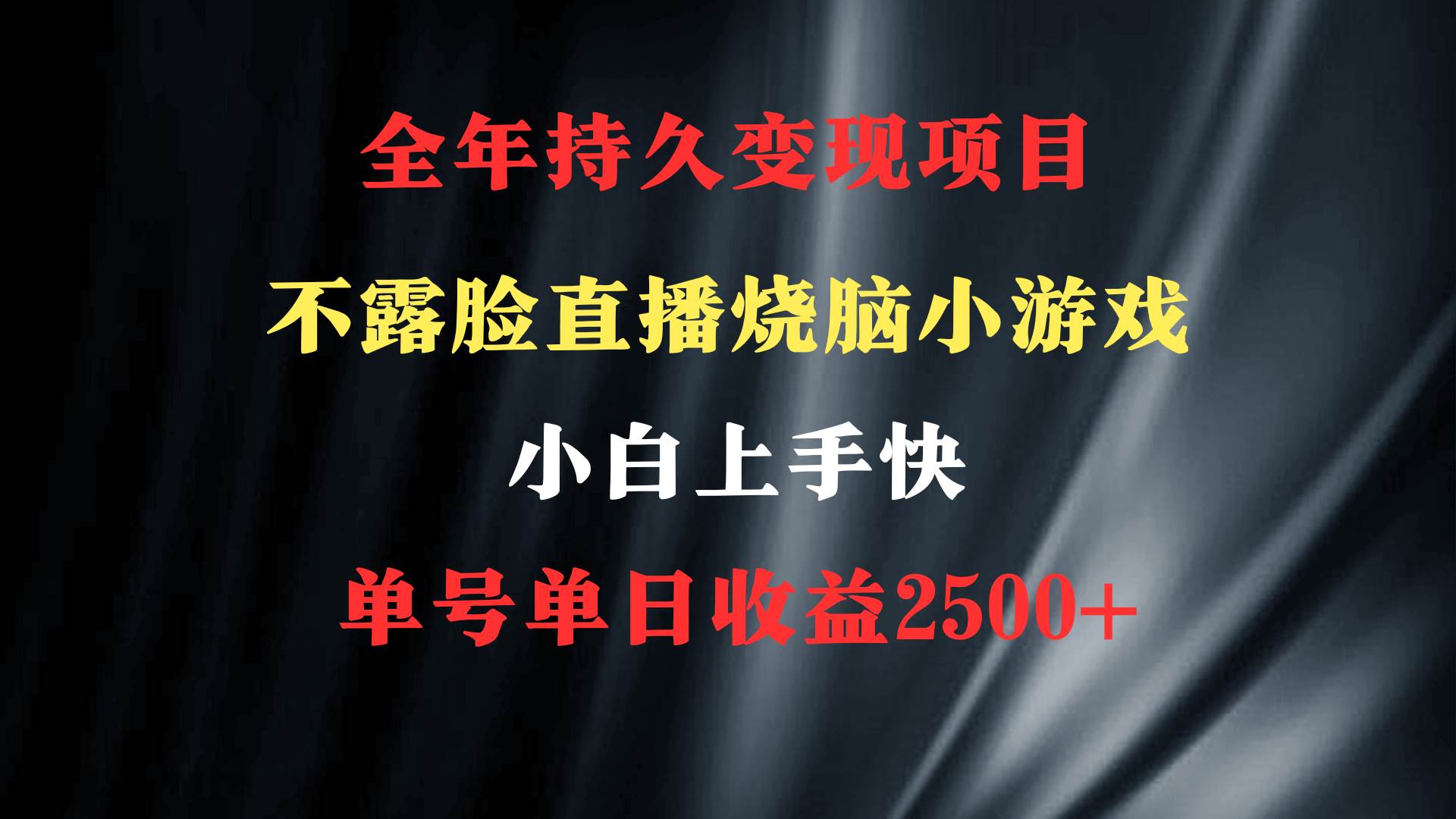 2024年 最优项目，烧脑小游戏不露脸直播  小白上手快 无门槛 一天收益2500+-淘金创客