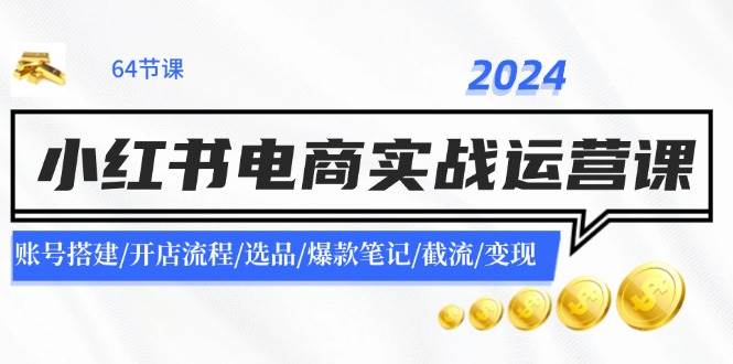 2024小红书电商实战运营课：账号搭建/开店流程/选品/爆款笔记/截流/变现-淘金创客