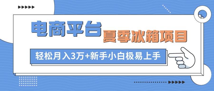 电商平台夏季冰箱项目，轻松月入3万+，新手小白极易上手-淘金创客