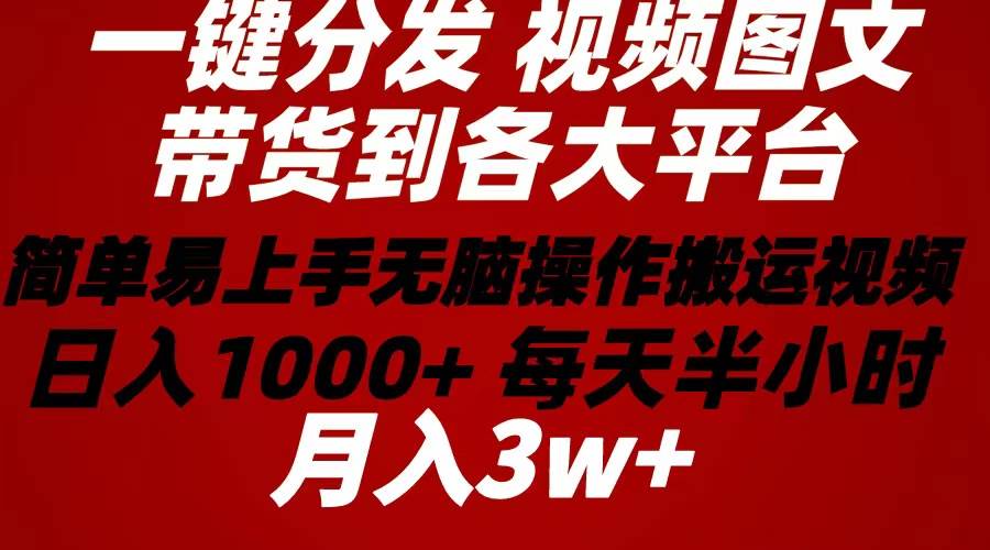 2024年 一键分发带货图文视频  简单易上手 无脑赚收益 每天半小时日入1…-淘金创客