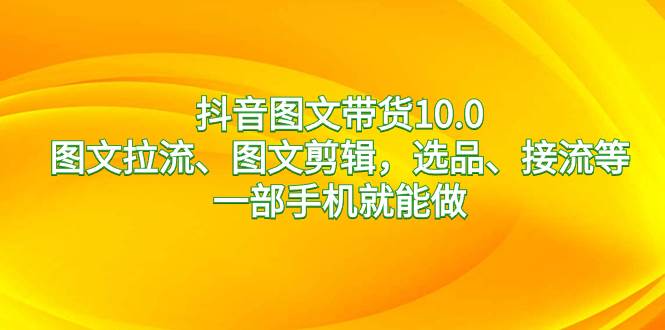 抖音图文带货10.0，图文拉流、图文剪辑，选品、接流等，一部手机就能做-淘金创客